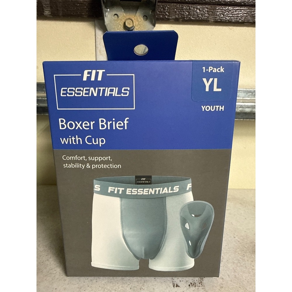 Fit Essentials Kids' Boxer Brief with Cup - 1-Pack YL, Youth/L